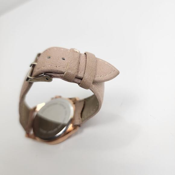 Attention Brand Ladies Round Rose Gold Colored w/ Rhinestones Wristwatch - Picture 6 of 7